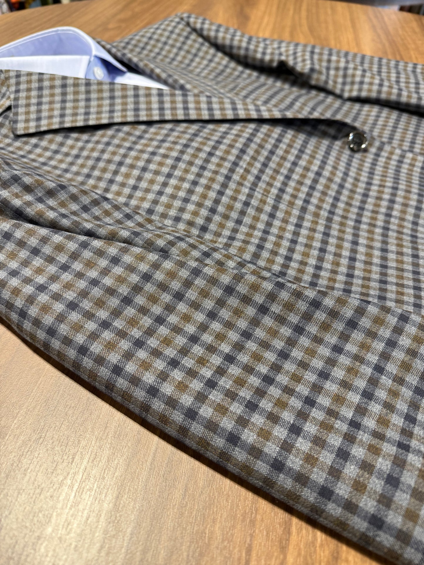 Renoir Grey/Navy/Taupe Check Slim Fit Sport Coat