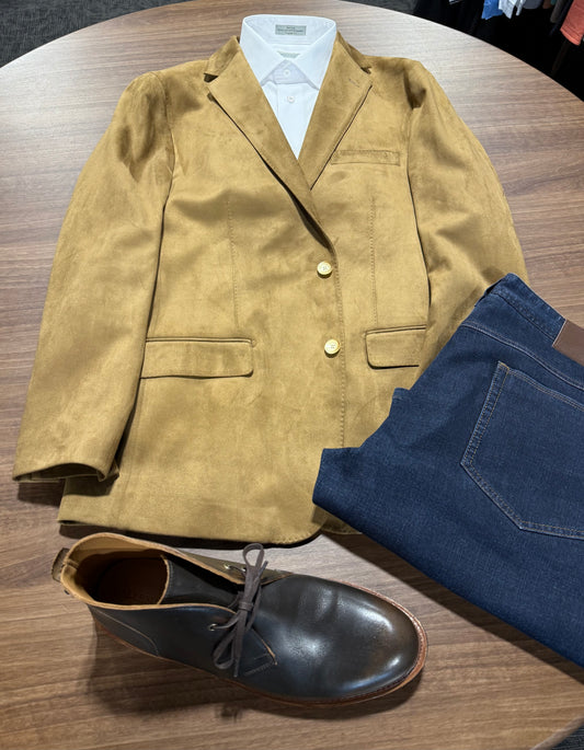 Enzo Tan Faux Suede Sport Coat