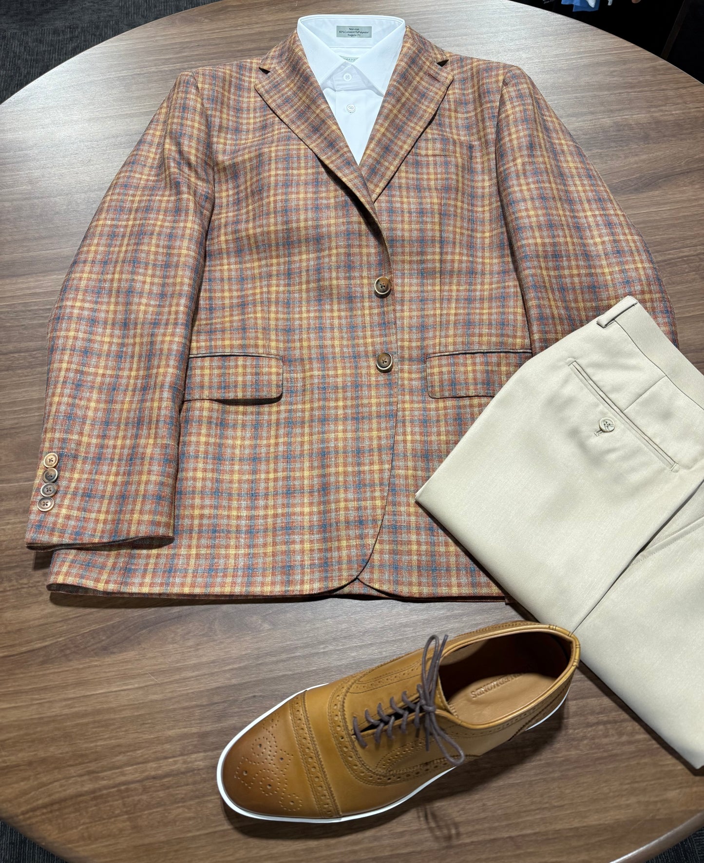 TG Signature Series Rust/Gold/Navy/Grey Sport Coat Fabric from Italy