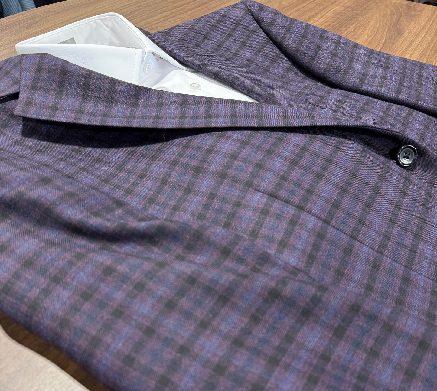 Renoir Regency Purple, Black and Blue Plaid Slim Fit Sport Coat
