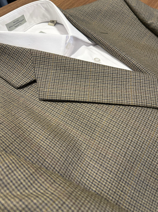 The Total Gentleman Olive Houndstooth with Gold and Burgundy Windowpane Classic Fit Sport Coat