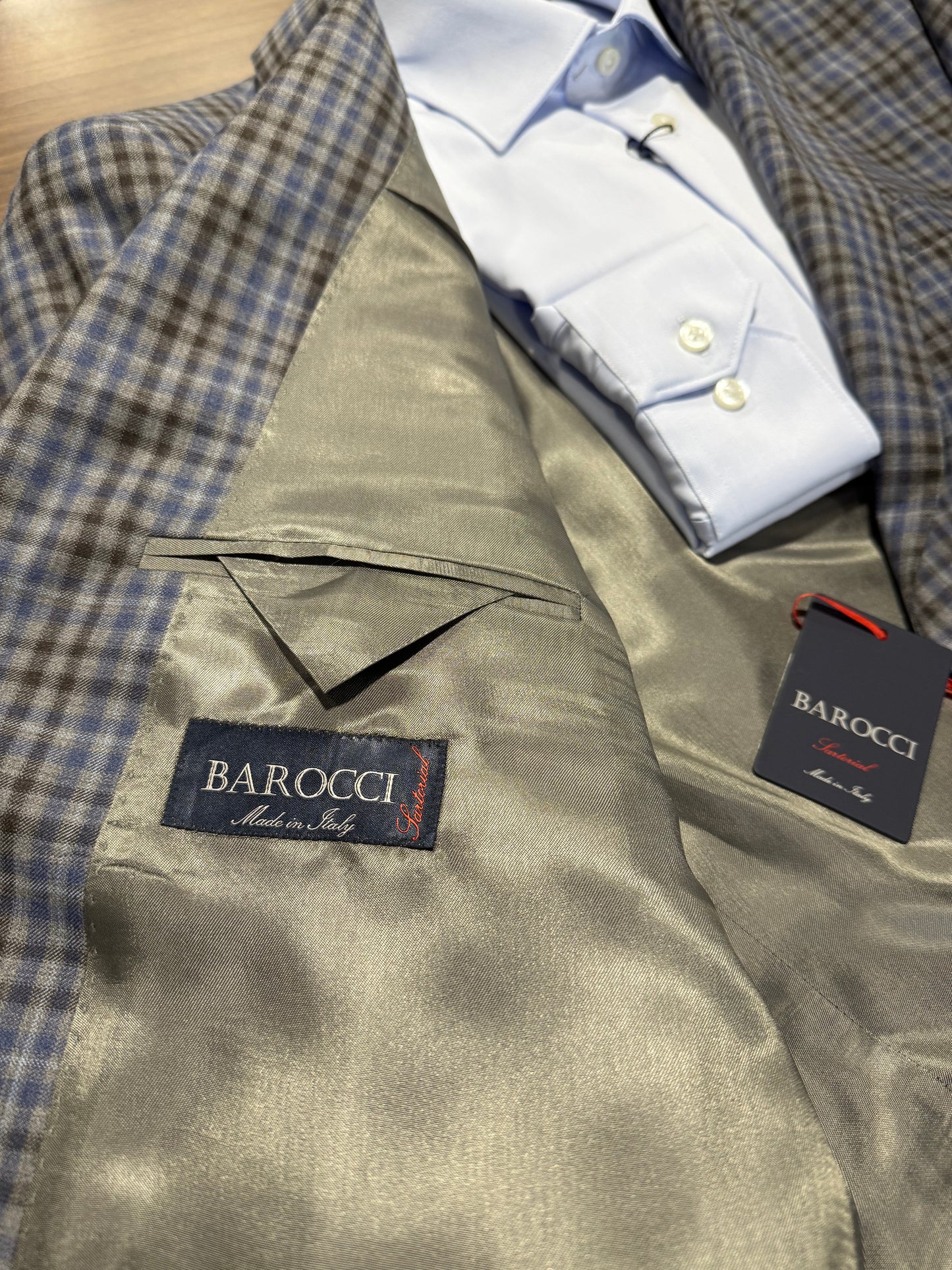 Barocci Grey, Blue and Brown Plaid Sport Coat