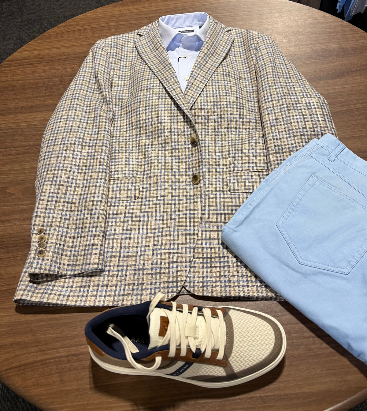TG Signature Series Modern Fit Beige/Blue/Brown Sport Coat