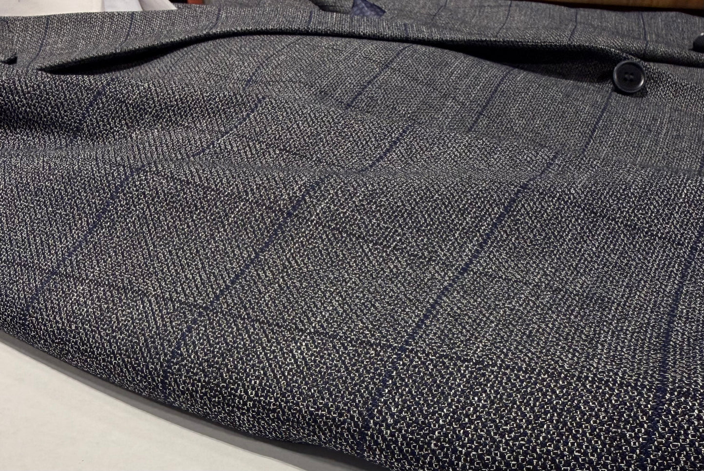 Renoir Grey and Navy Windowpane Slim Fit Sport Coat