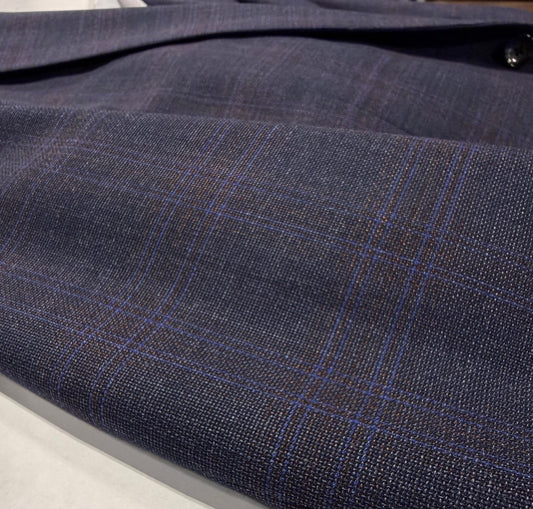 Alessandro Vittelo Navy, Burgundy and Blue Windowpane Slim Fit Sport Coat