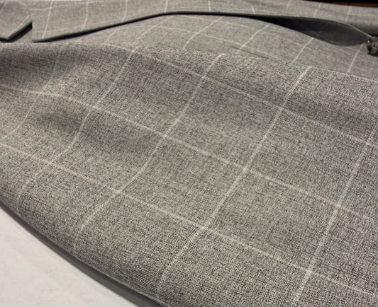Renoir Light Grey Windowpane Slim Fit Sport Coat
