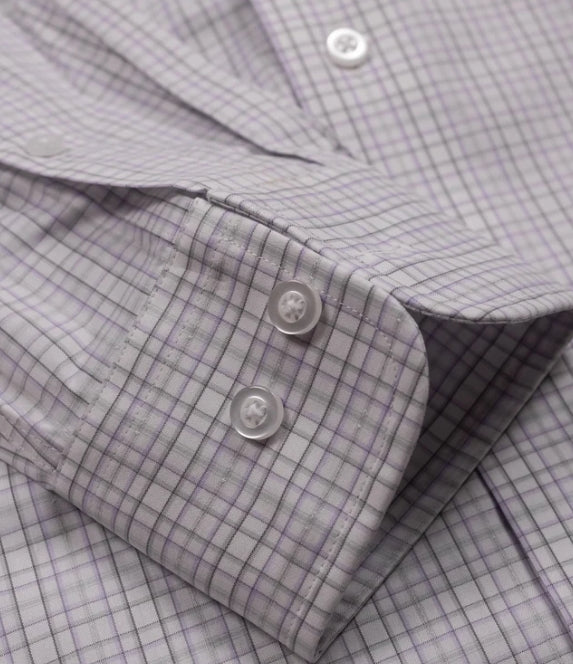 Thomas Dylan Lavender/Green Classic Windowpane Spread Collar Dress Shirt