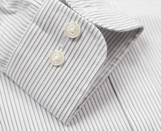 Cooper and Stewart White with Grey Textured Stripe Dress Shirt
