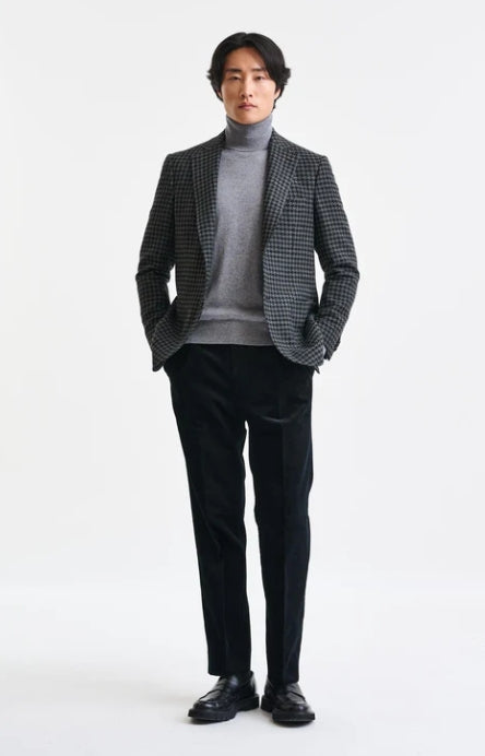 Scabal Black and Grey Houndstooth 100% Wool SOHO Jacket