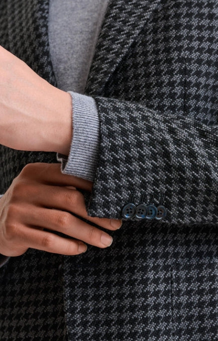 Scabal Black and Grey Houndstooth 100% Wool SOHO Jacket