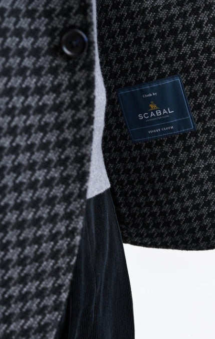Scabal Black and Grey Houndstooth 100% Wool SOHO Jacket