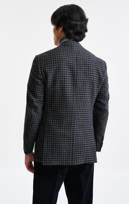 Scabal Black and Grey Houndstooth 100% Wool SOHO Jacket