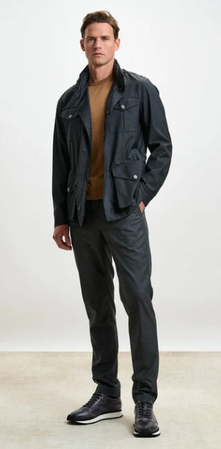 Scabal Dark Grey Dartmoor Tech Field Jacket Coming Soon
