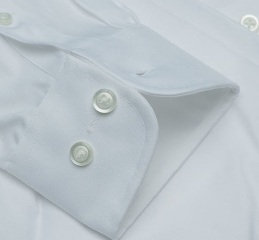 Cooper and Stewart 100% Cotton Non-iron White Spread Collar Dress Shirt