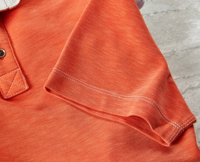 Nicoby Spicy Orange Short Sleeve Slub Polynosic Polo on clearance