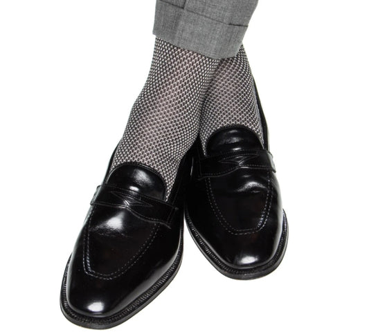Dapper Classics Black and Ash Birdseye Sock