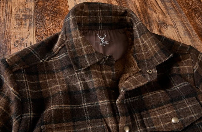 Nicoby Faux Sherpa Lined Flannel Shirt Jacket Mocha