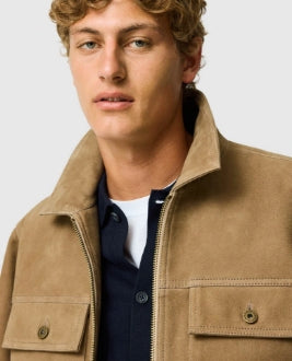 Rodd and Gunn Waitomo Caves Taupe Modern Fit Leather Jacket