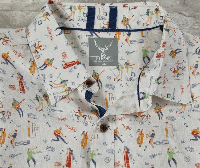 Nicoby Musical Short Sleeve Camp Shirt on clearance