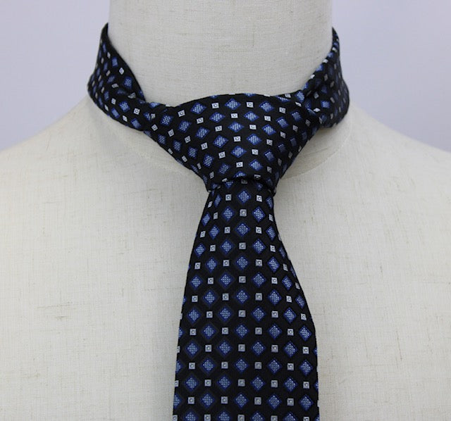 Polifroni Black, Blue and Silver Diamond Tie