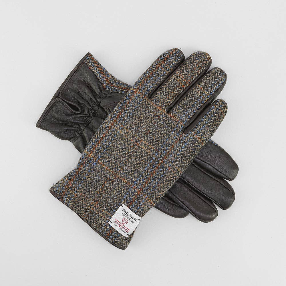 Brown Harris Tweed Leather Gloves
