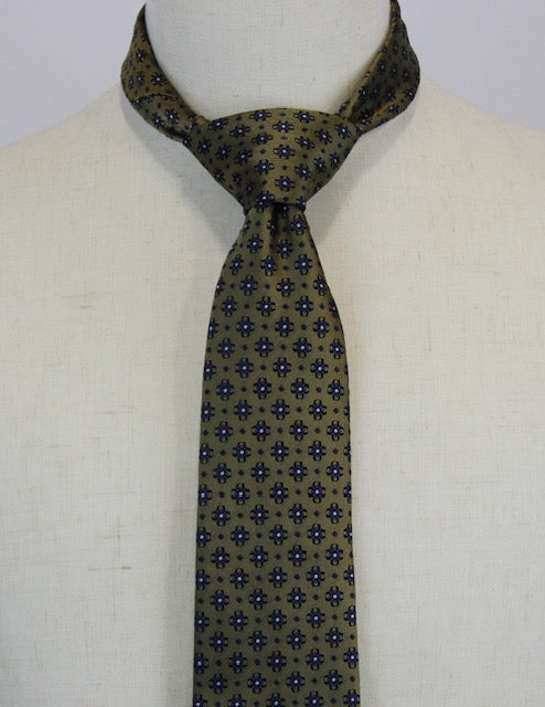 Geoff Nicholson Gold and Navy Floral Tie