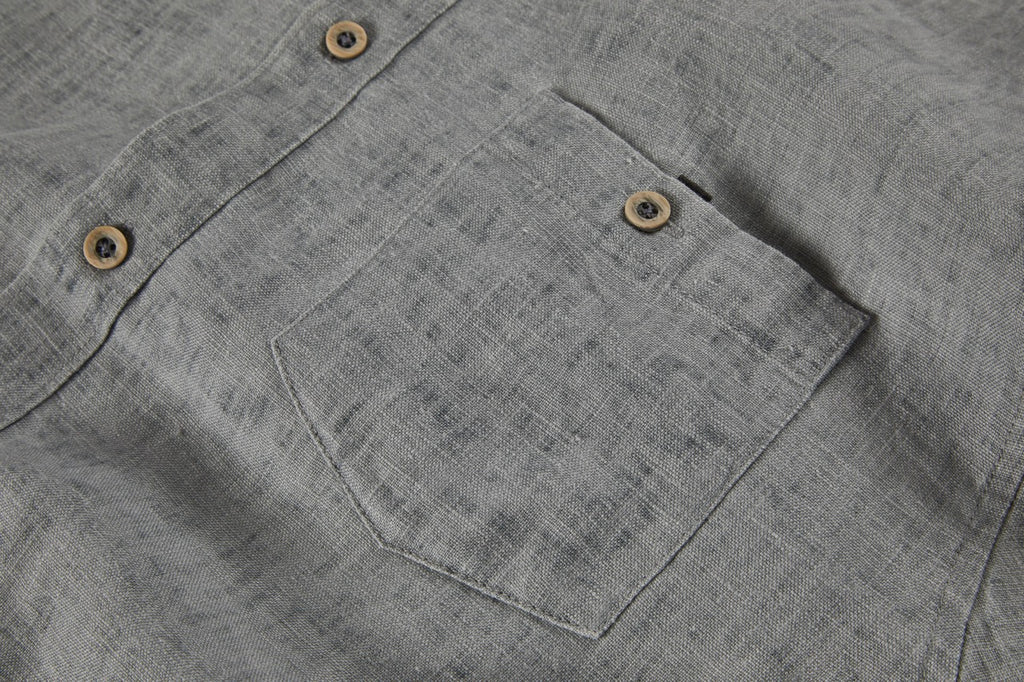 Nicoby Light Grey Pigment Washed Short Sleeve Linen on clearance