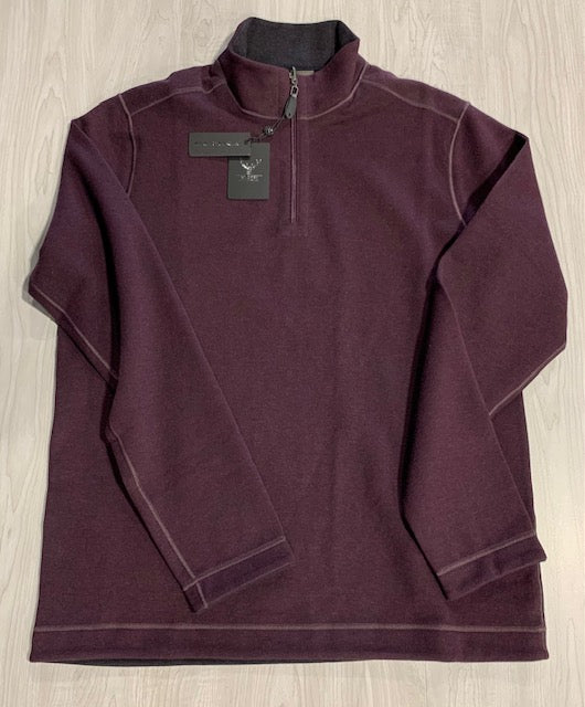 NICOBY PORT/CHARCOAL REVERSIBLE 1/4 ZIP SWEATER on clearance