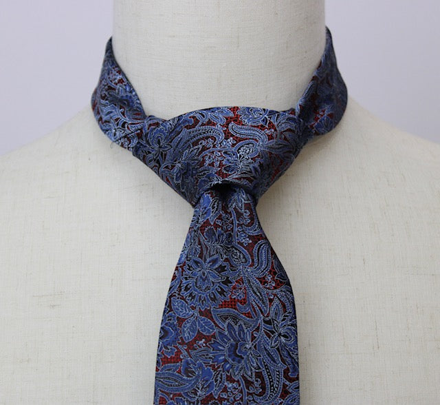 Polifroni Red and Blue Paisley Floral Tie