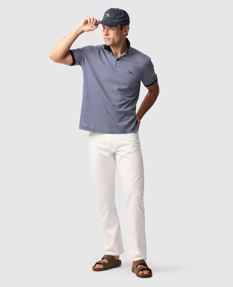 Rodd and Gunn Wye Creek Short Sleeve Navy and White Striped Polo Classic Fit