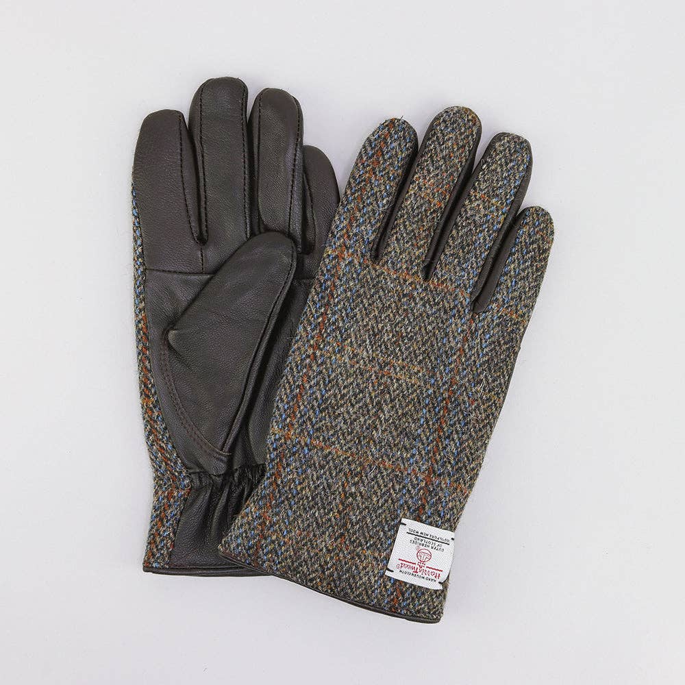 Brown Harris Tweed Leather Gloves