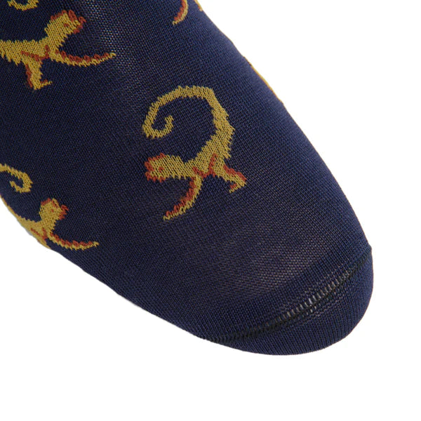 DAPPER CLASSICS NAVY WITH RED AND WHISKEY BROWN MONKEY COTTON SOCK