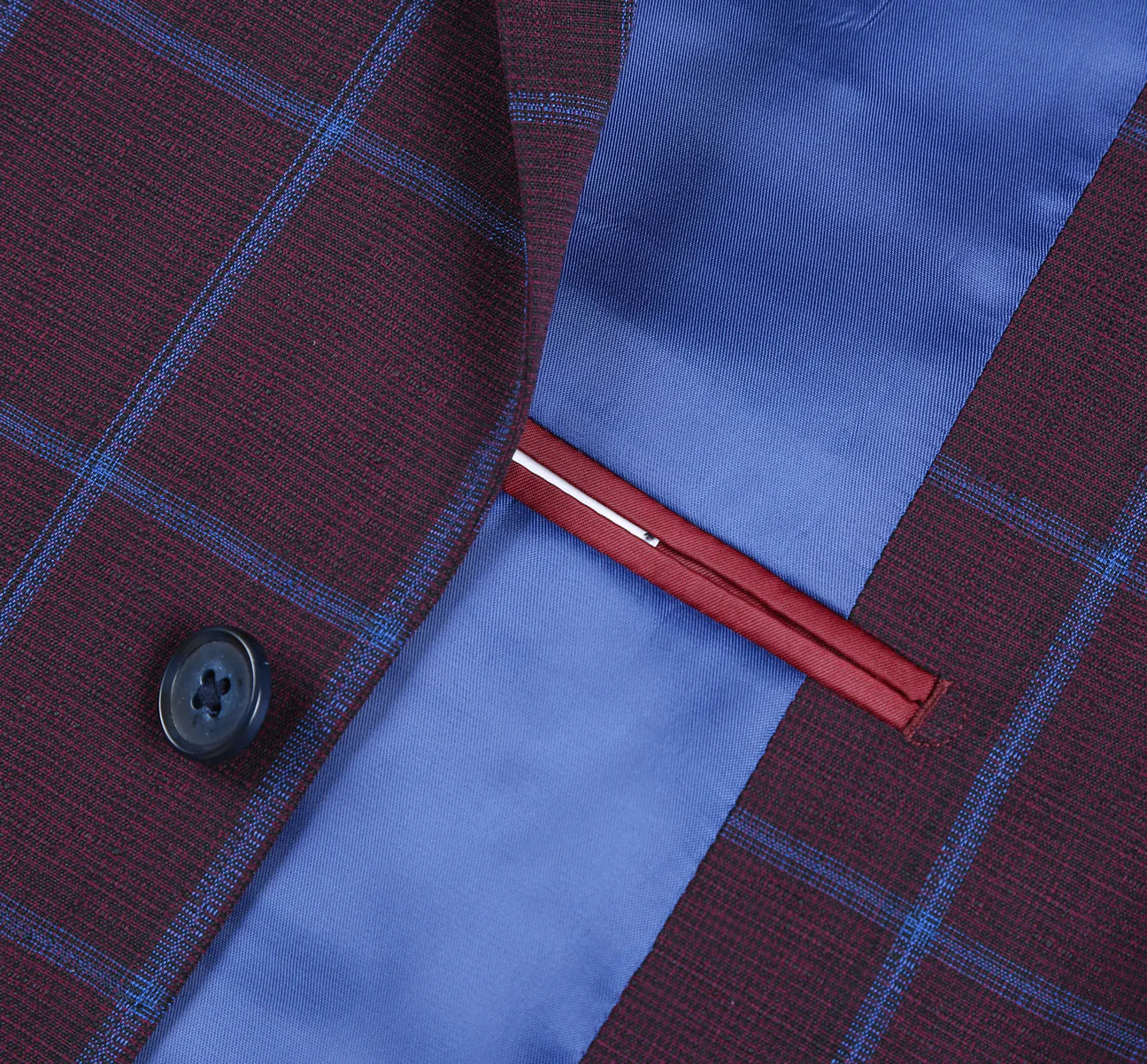 Renoir Slim Fit Burgundy with Blue Windowpane Sport Coat on clearance