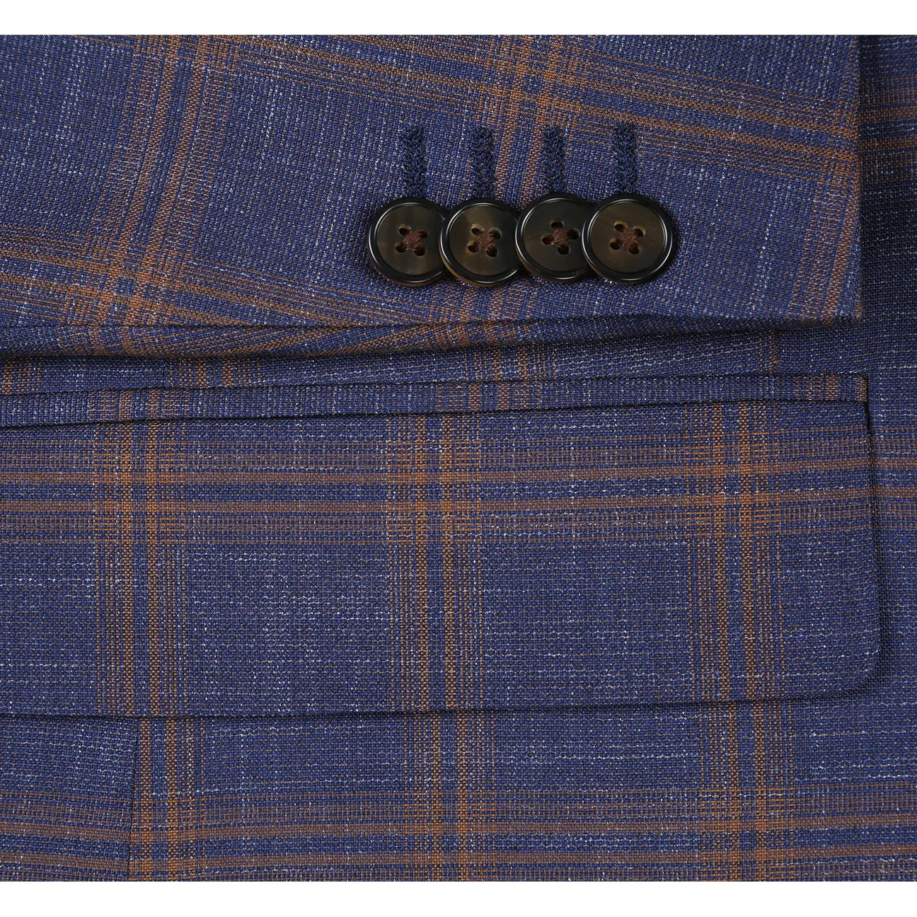 Renoir Classic Fit Blue with Brown Windowpane Sport Coat