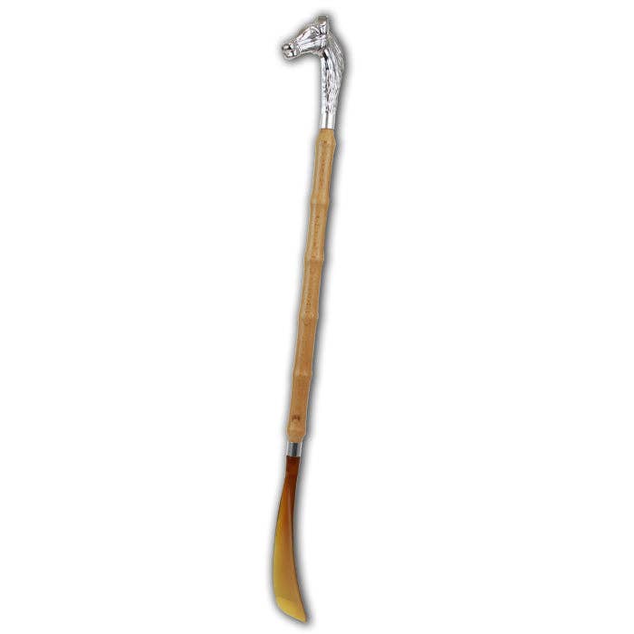 Natural Wood Silver Horse Head Shoe Horn