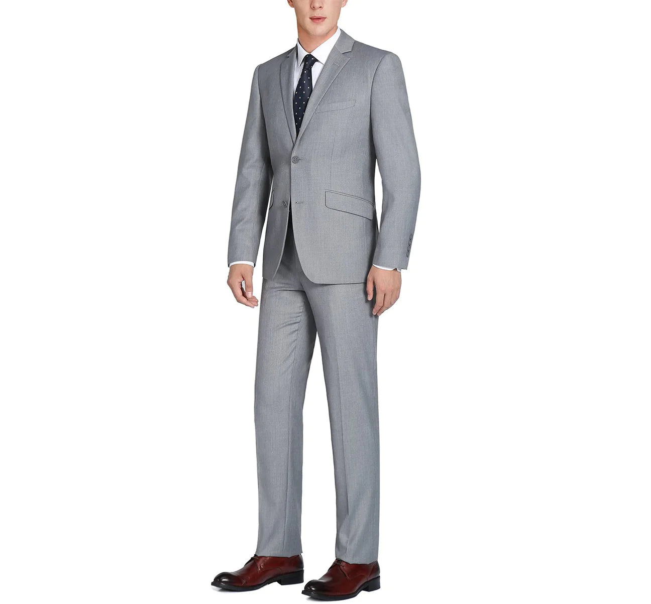 The Total Gentleman 100% Wool Light Grey 2 Button Notch Lapel Suit