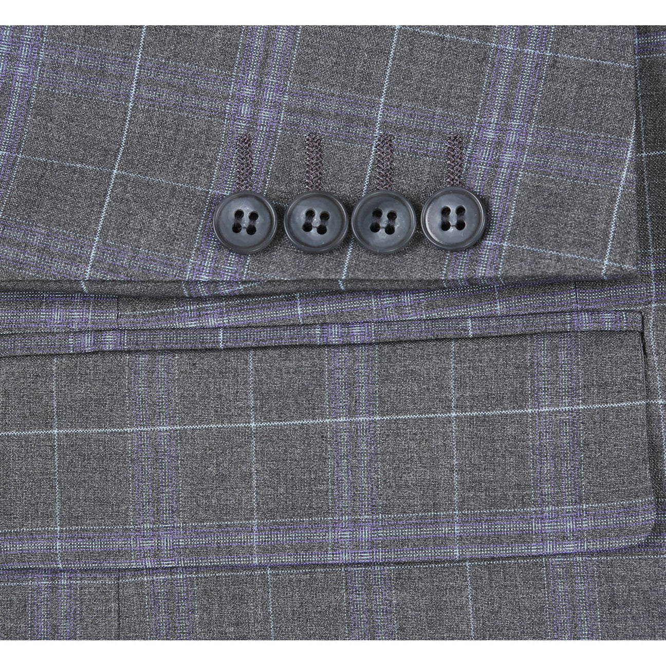 Renoir Classic Fit Light Grey with Purple Windowpane Suit on clearance