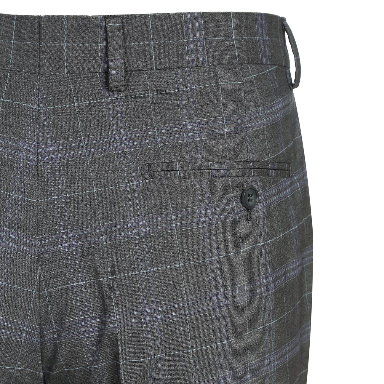 Renoir Classic Fit Light Grey with Purple Windowpane Suit on clearance