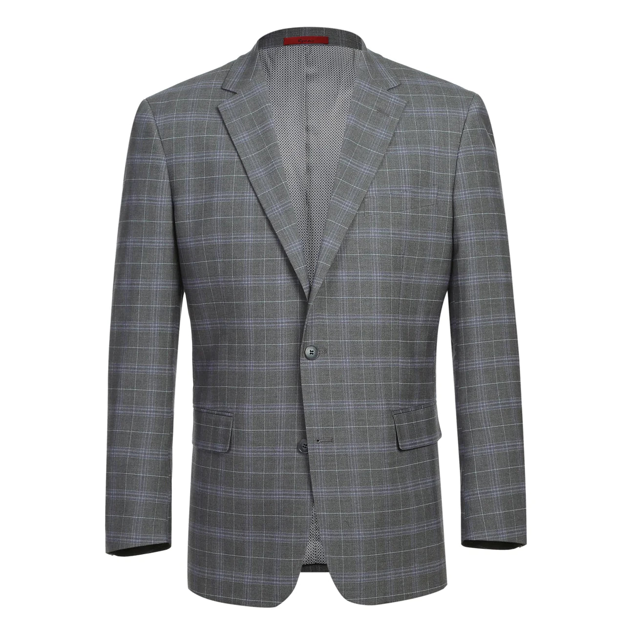 Renoir Classic Fit Light Grey with Purple Windowpane Suit on clearance