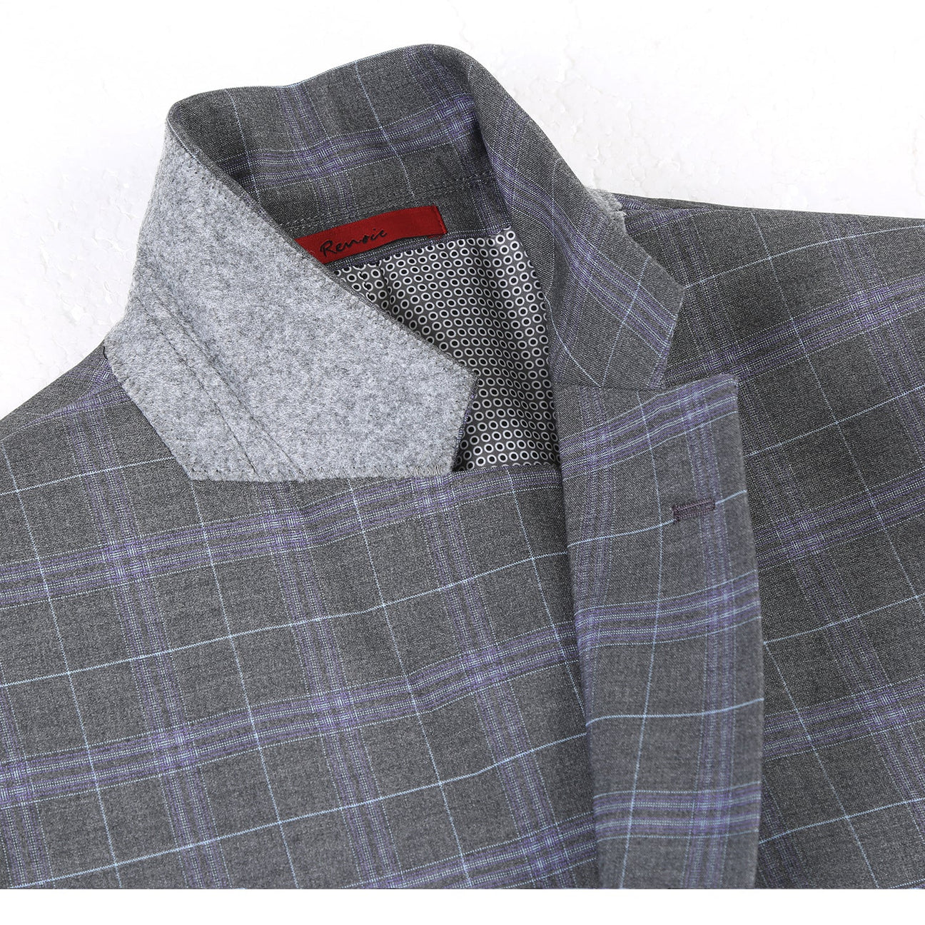 Renoir Classic Fit Light Grey with Purple Windowpane Suit on clearance