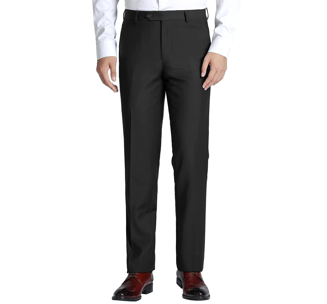The Total Gentleman Black Flat Front Suit Pant