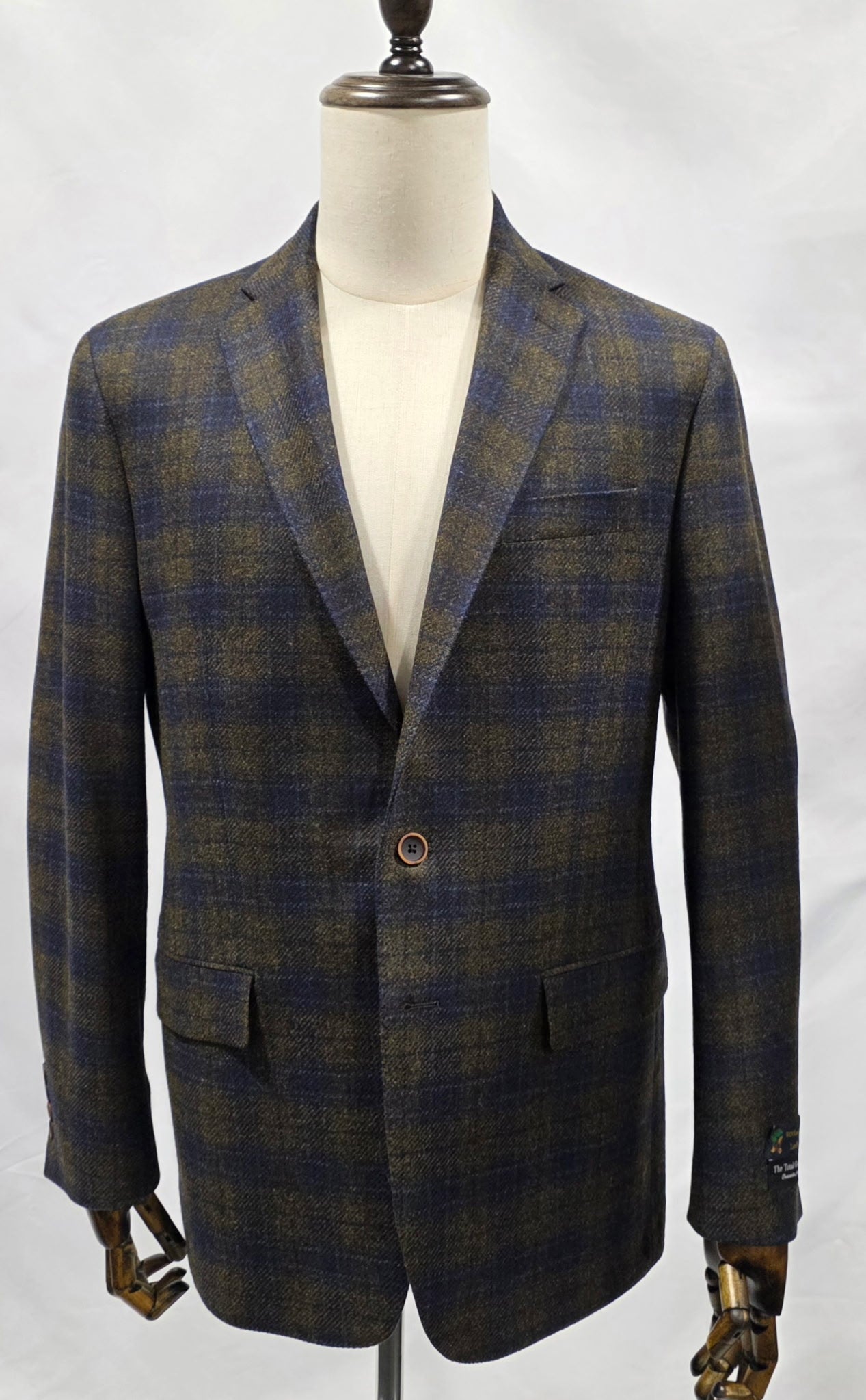 TG Signature Series 2025 Fall Collection Olive and Navy Windowpane Cashmere Blend Sport Coat