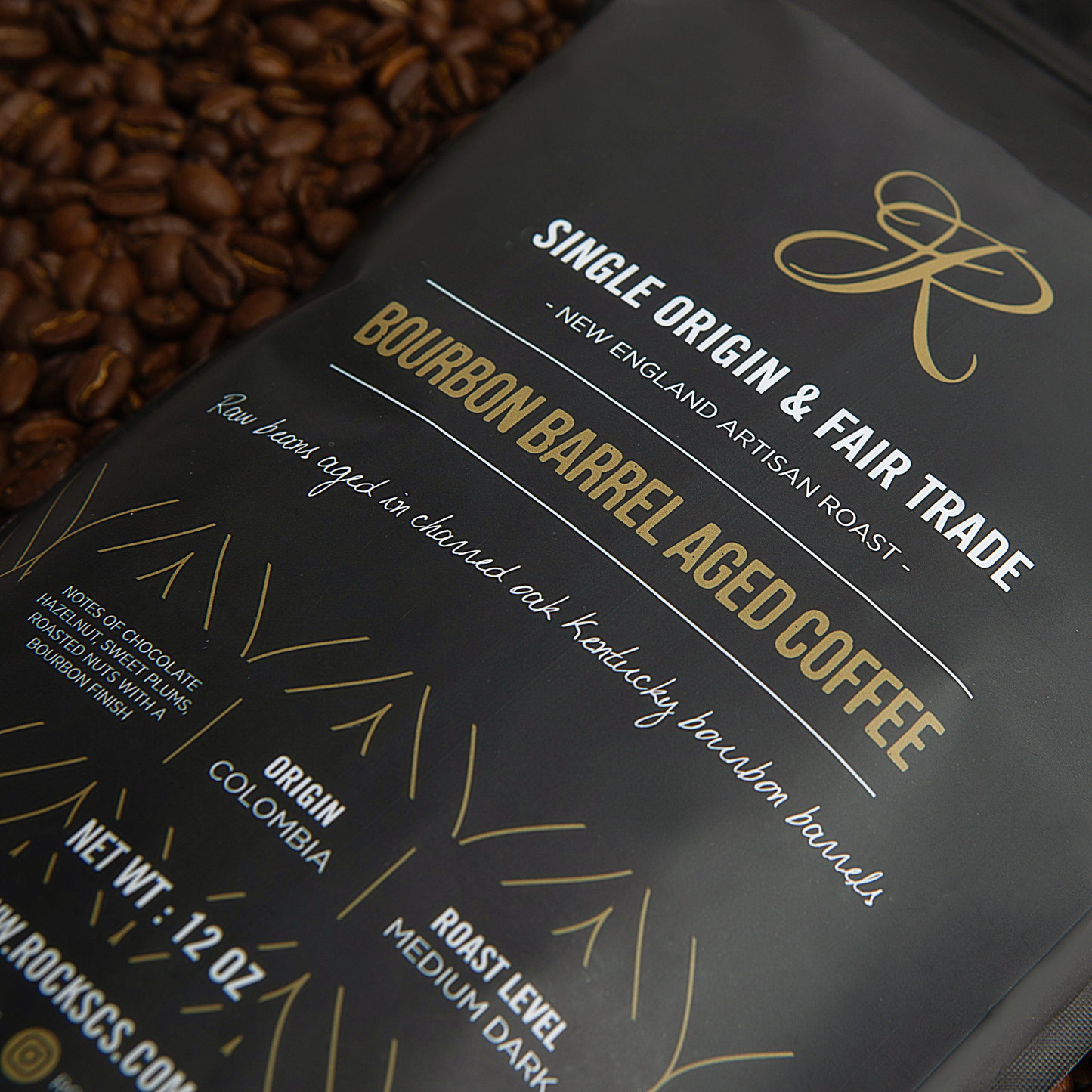 Bourbon Barrel Aged Coffee Beans - 12 Oz Bag