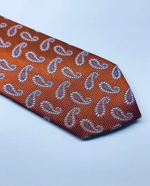 Bruno Marchesi Sienna Orange 100% Silk Tie