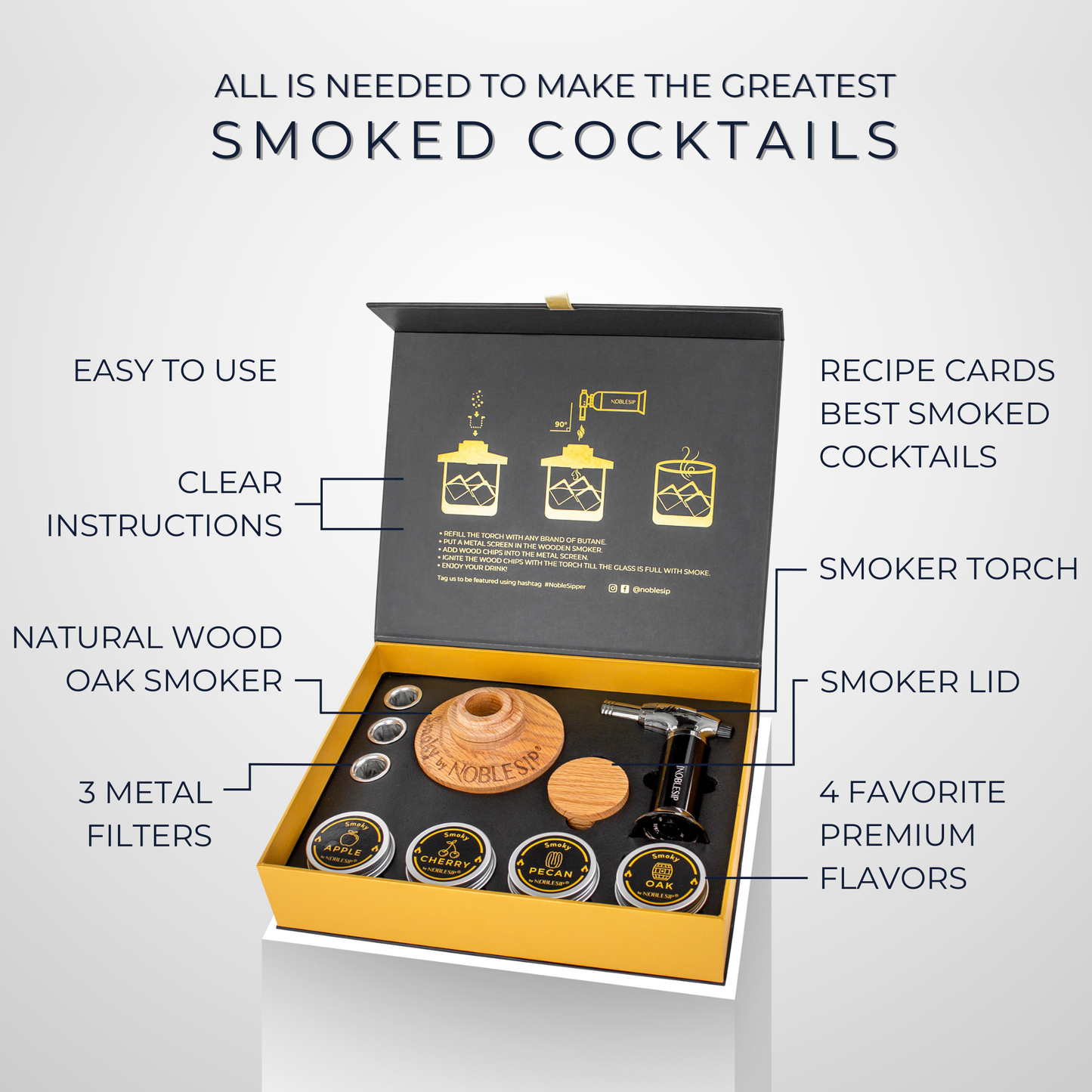 NOBLESIP Cocktail Smoker Kit, Premium Home Bar Gift Set