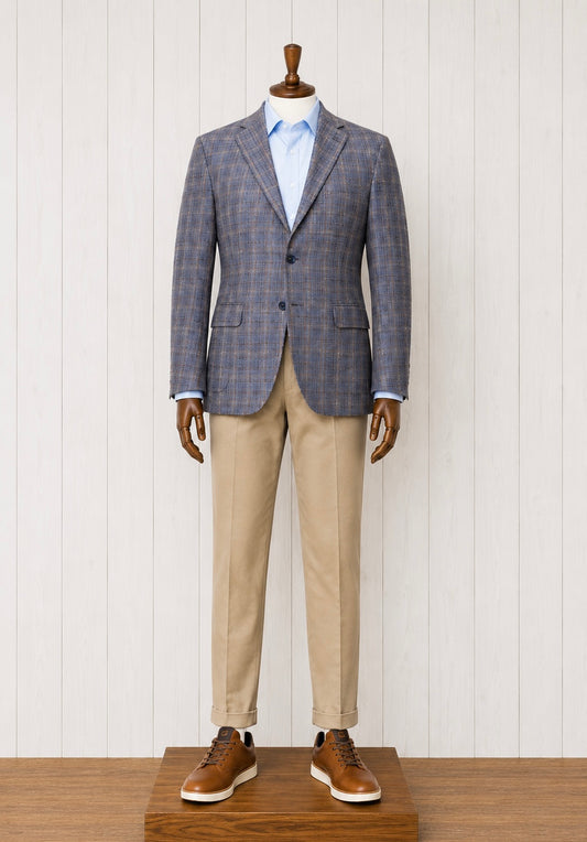 TG Signature Series Navy/Gold/Brown Modern Fit Sport Coat