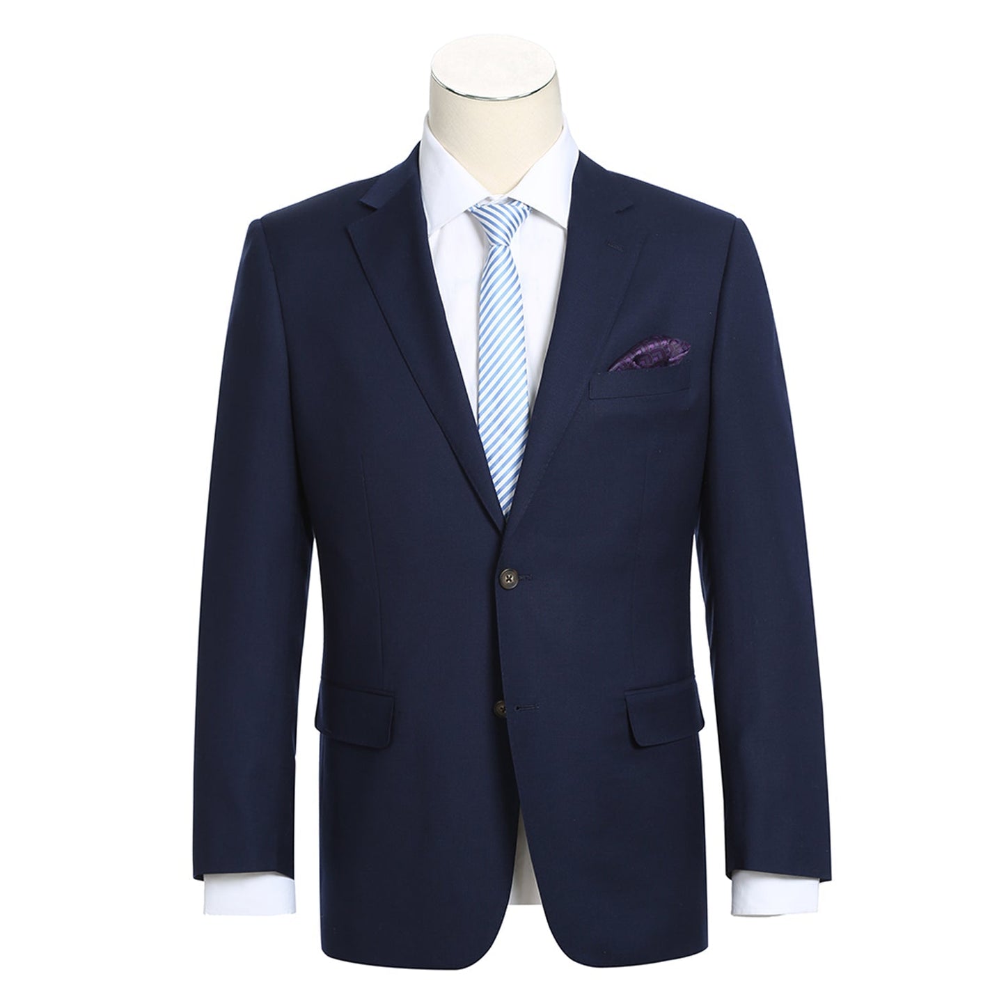 561-6 Men's Notch Lapels Dark Navy Solid Blazer