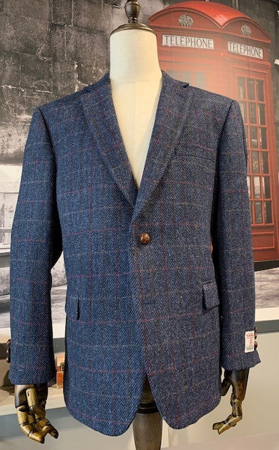 The Total Gentleman Blue/Yellow/Red Windowpane Harris Tweed Sport Coat