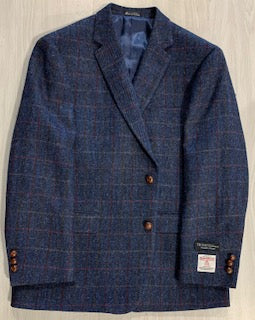 The Total Gentleman Blue/Yellow/Red Windowpane Harris Tweed Sport Coat