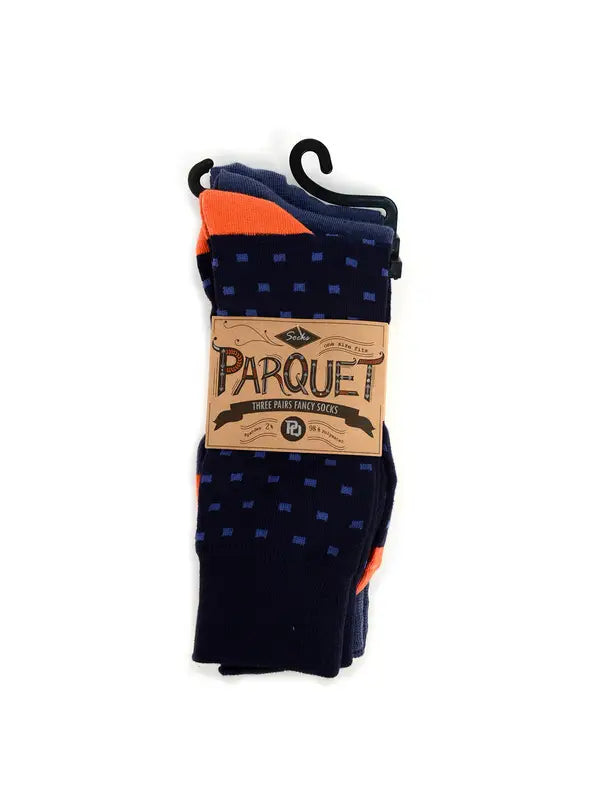 Parquet Assorted (3 Pairs) Men's Casual Fancy Crew Socks